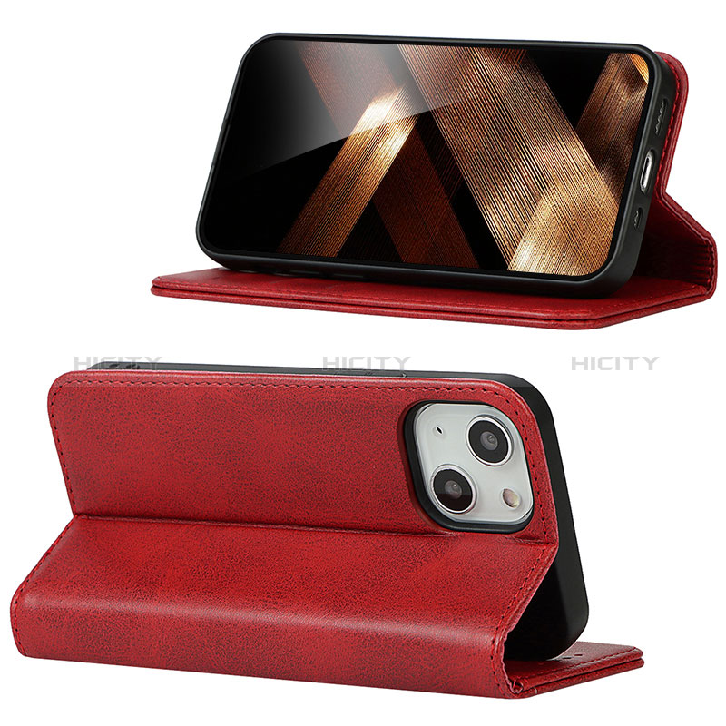 Coque Portefeuille Livre Cuir Etui Clapet D05T pour Apple iPhone 14 Plus Rouge Plus