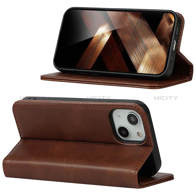 Coque Portefeuille Livre Cuir Etui Clapet D05T pour Apple iPhone 15 Marron Plus