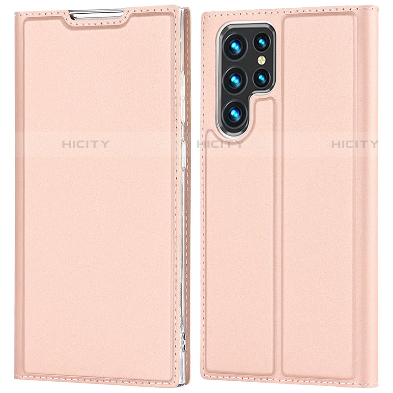 Coque Portefeuille Livre Cuir Etui Clapet D05T pour Samsung Galaxy S22 Ultra 5G Or Rose Plus