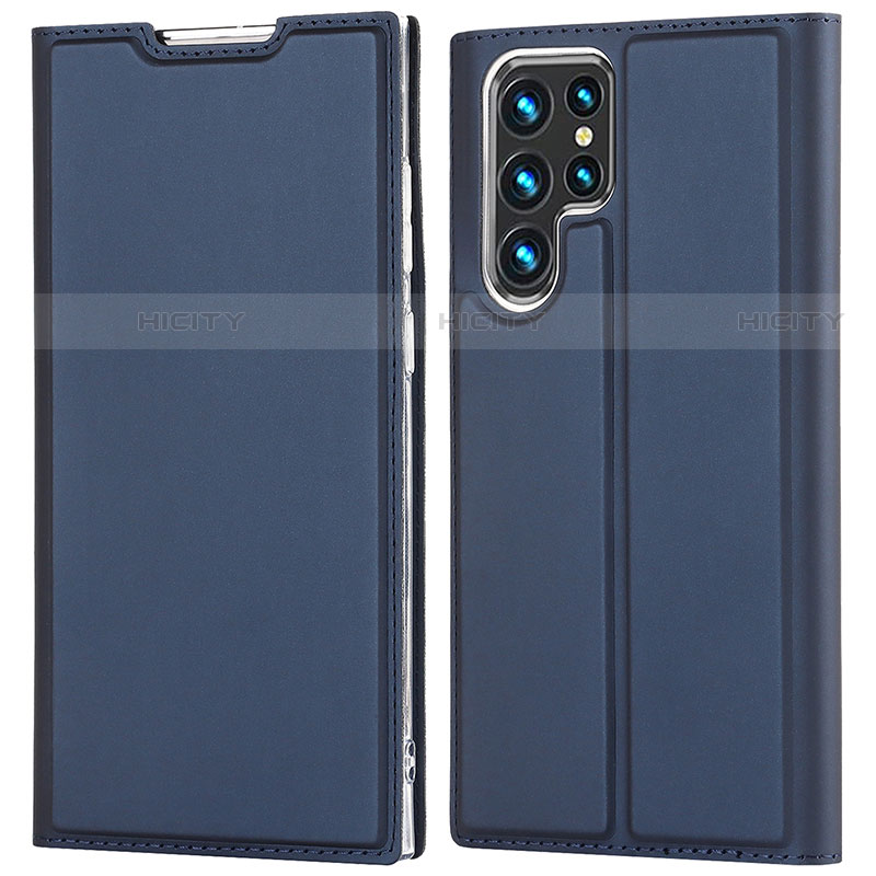 Coque Portefeuille Livre Cuir Etui Clapet D05T pour Samsung Galaxy S23 Ultra 5G Bleu Plus