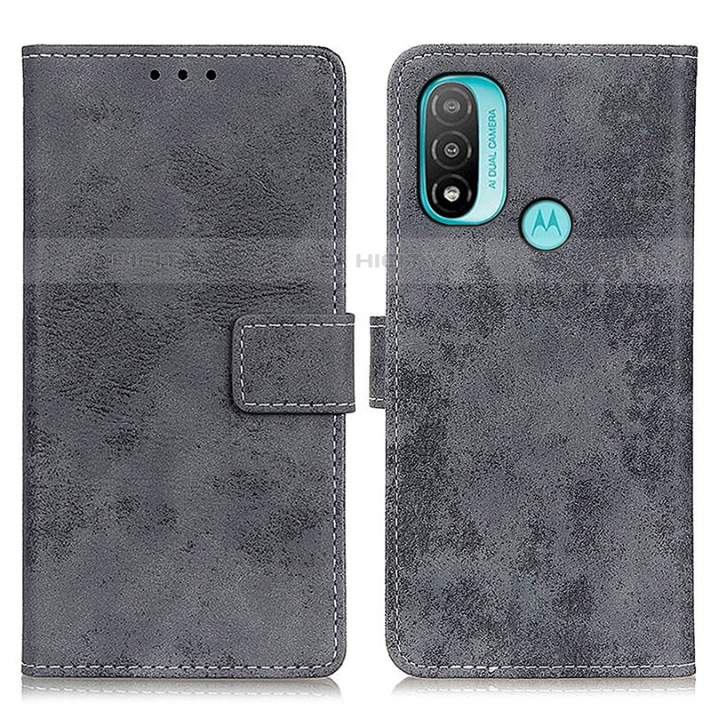 Coque Portefeuille Livre Cuir Etui Clapet D05Y pour Motorola Moto E30 Gris Plus