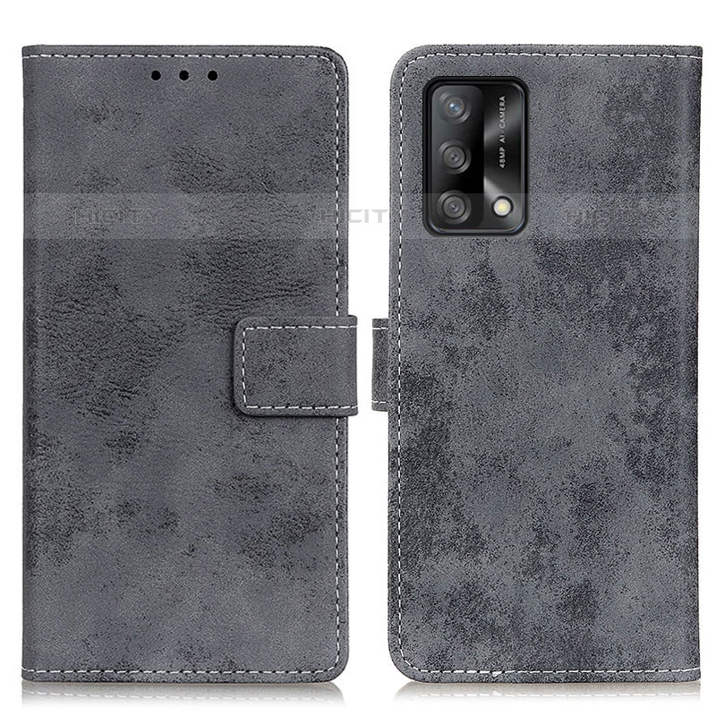 Coque Portefeuille Livre Cuir Etui Clapet D05Y pour Oppo A74 4G Gris Plus