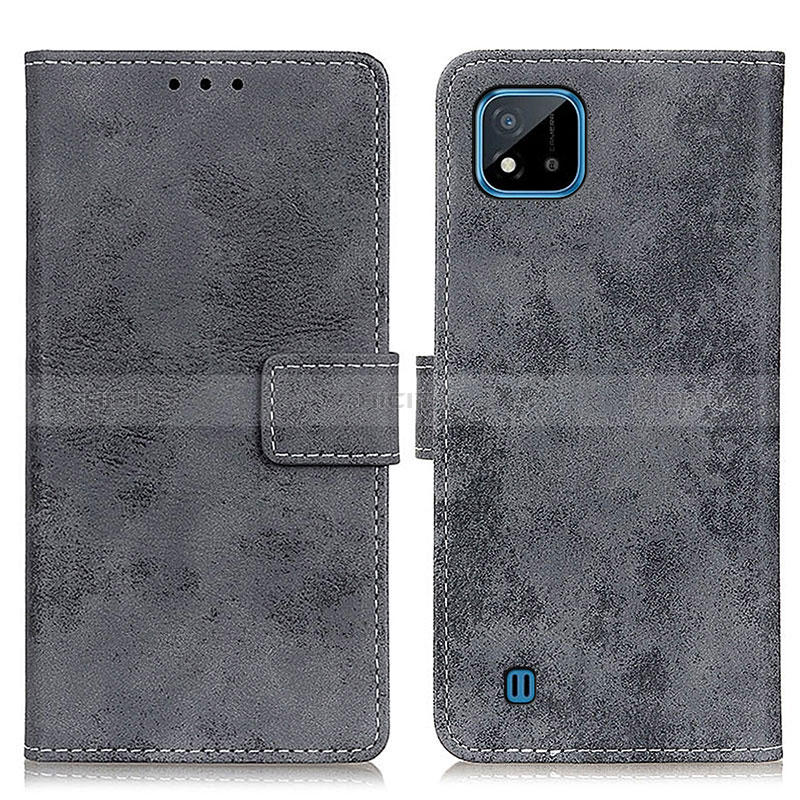 Coque Portefeuille Livre Cuir Etui Clapet D05Y pour Realme C11 (2021) Gris Plus