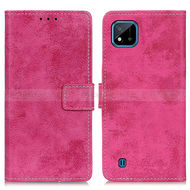 Coque Portefeuille Livre Cuir Etui Clapet D05Y pour Realme C11 (2021) Rose Rouge Plus