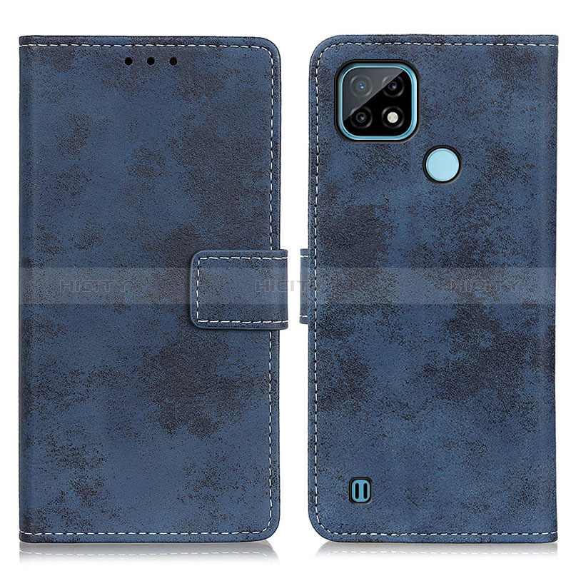 Coque Portefeuille Livre Cuir Etui Clapet D05Y pour Realme C21 Bleu Plus