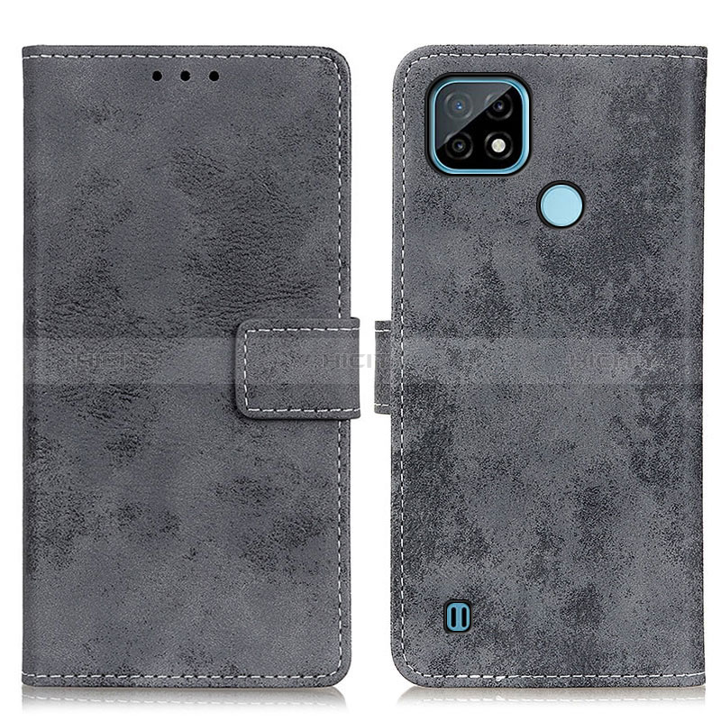 Coque Portefeuille Livre Cuir Etui Clapet D05Y pour Realme C21 Gris Plus