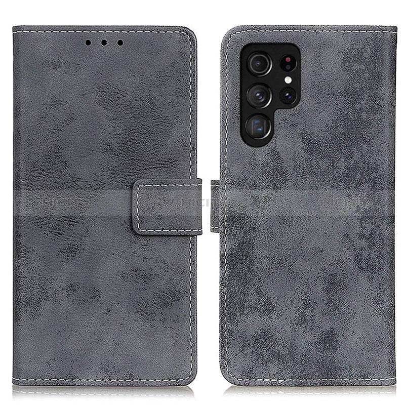 Coque Portefeuille Livre Cuir Etui Clapet D05Y pour Samsung Galaxy S24 Ultra 5G Gris Plus