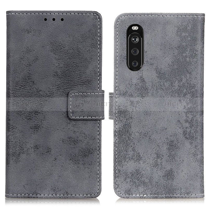 Coque Portefeuille Livre Cuir Etui Clapet D05Y pour Sony Xperia 10 III SOG04 Gris Plus