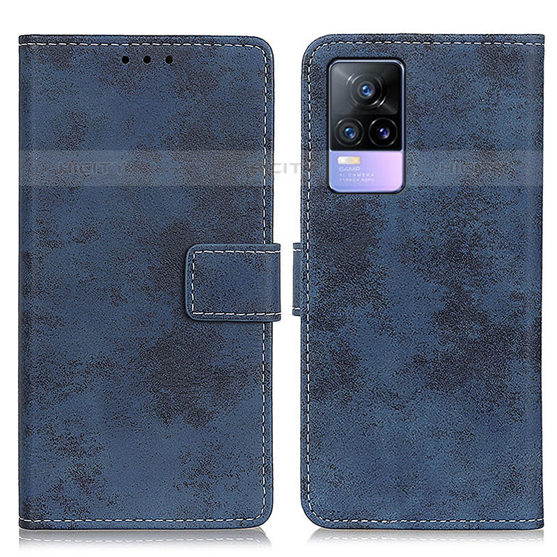 Coque Portefeuille Livre Cuir Etui Clapet D05Y pour Vivo V21e 5G Bleu Plus