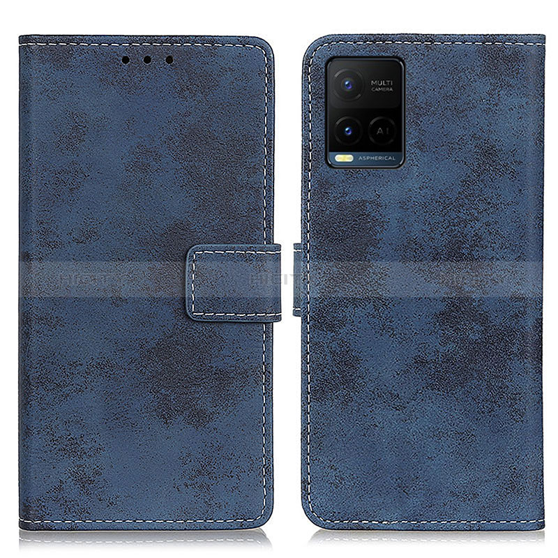 Coque Portefeuille Livre Cuir Etui Clapet D05Y pour Vivo Y21a Bleu Plus