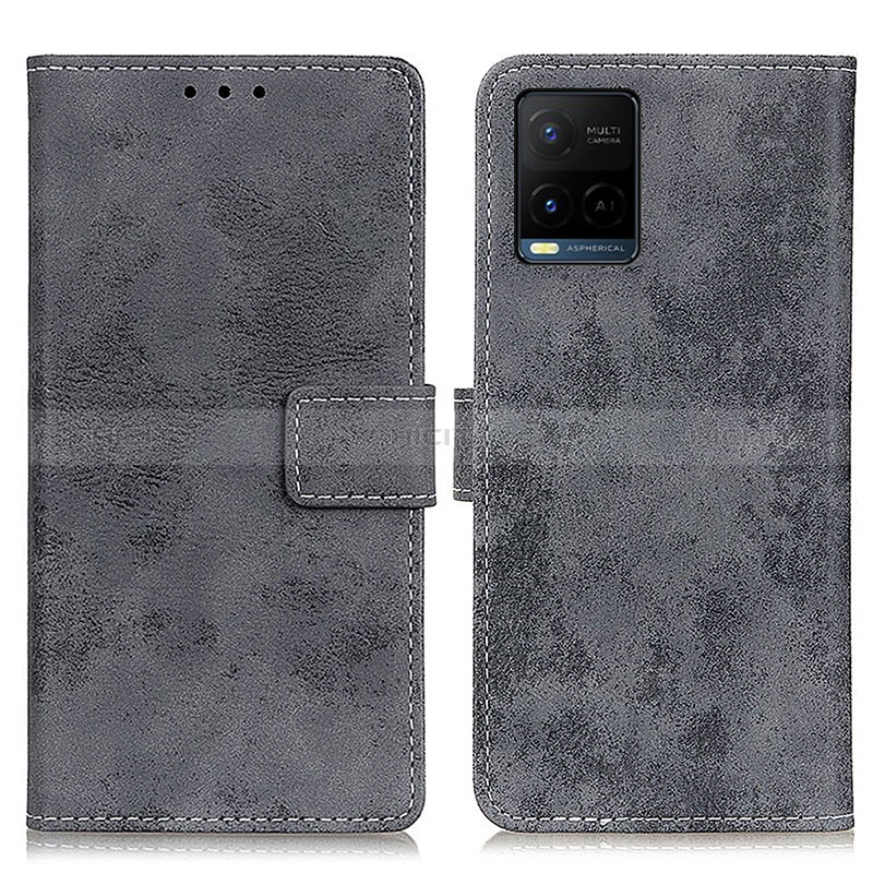 Coque Portefeuille Livre Cuir Etui Clapet D05Y pour Vivo Y21a Gris Plus