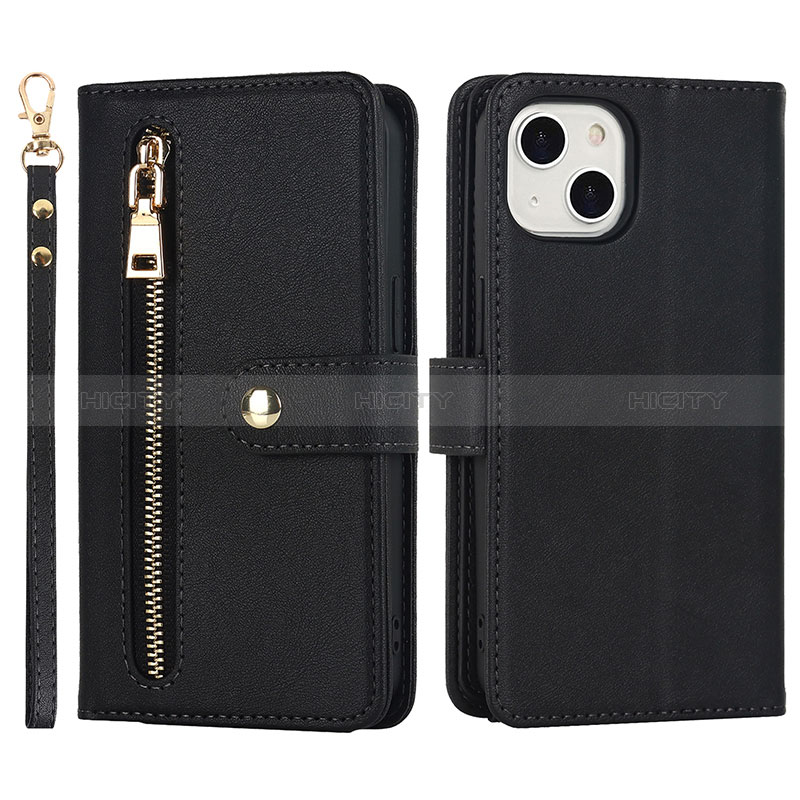 Coque Portefeuille Livre Cuir Etui Clapet D06T pour Apple iPhone 13 Noir Plus