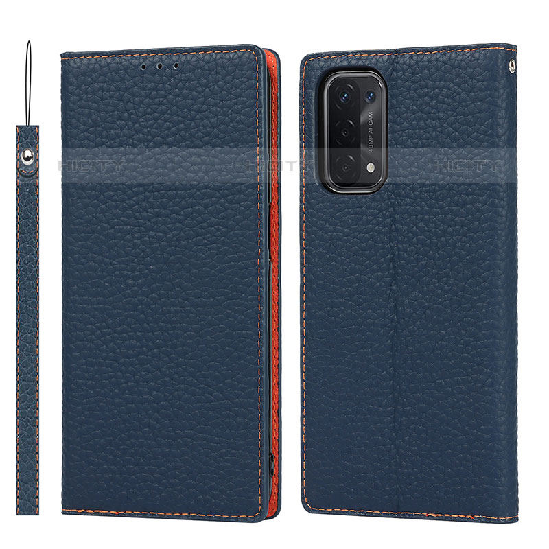 Coque Portefeuille Livre Cuir Etui Clapet D06T pour OnePlus Nord N200 5G Bleu Plus