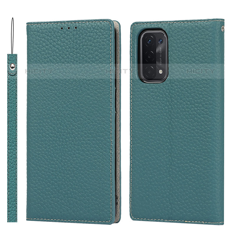 Coque Portefeuille Livre Cuir Etui Clapet D06T pour OnePlus Nord N200 5G Cyan Plus