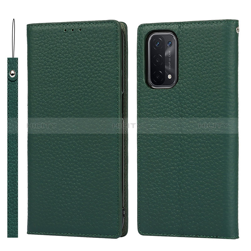 Coque Portefeuille Livre Cuir Etui Clapet D06T pour Oppo A74 5G Vert Plus