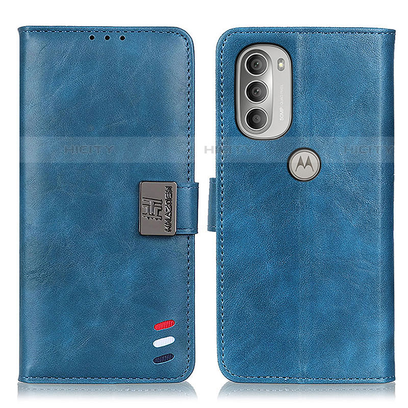 Coque Portefeuille Livre Cuir Etui Clapet D06Y pour Motorola Moto G51 5G Bleu Plus