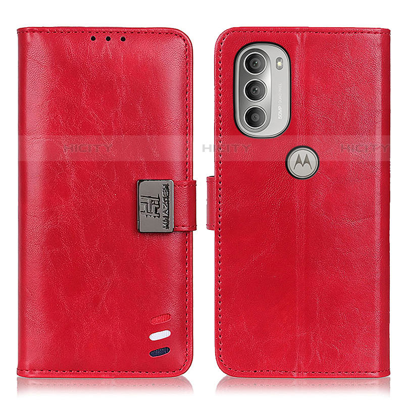 Coque Portefeuille Livre Cuir Etui Clapet D06Y pour Motorola Moto G51 5G Rouge Plus