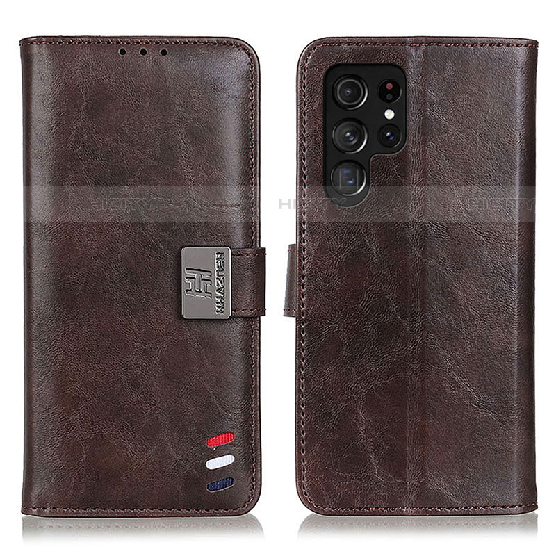 Coque Portefeuille Livre Cuir Etui Clapet D06Y pour Samsung Galaxy S21 Ultra 5G Marron Plus