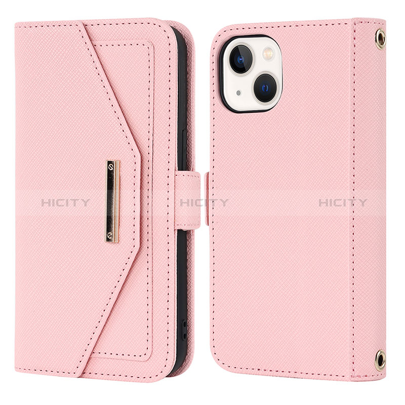 Coque Portefeuille Livre Cuir Etui Clapet D07T pour Apple iPhone 14 Plus Or Rose Plus