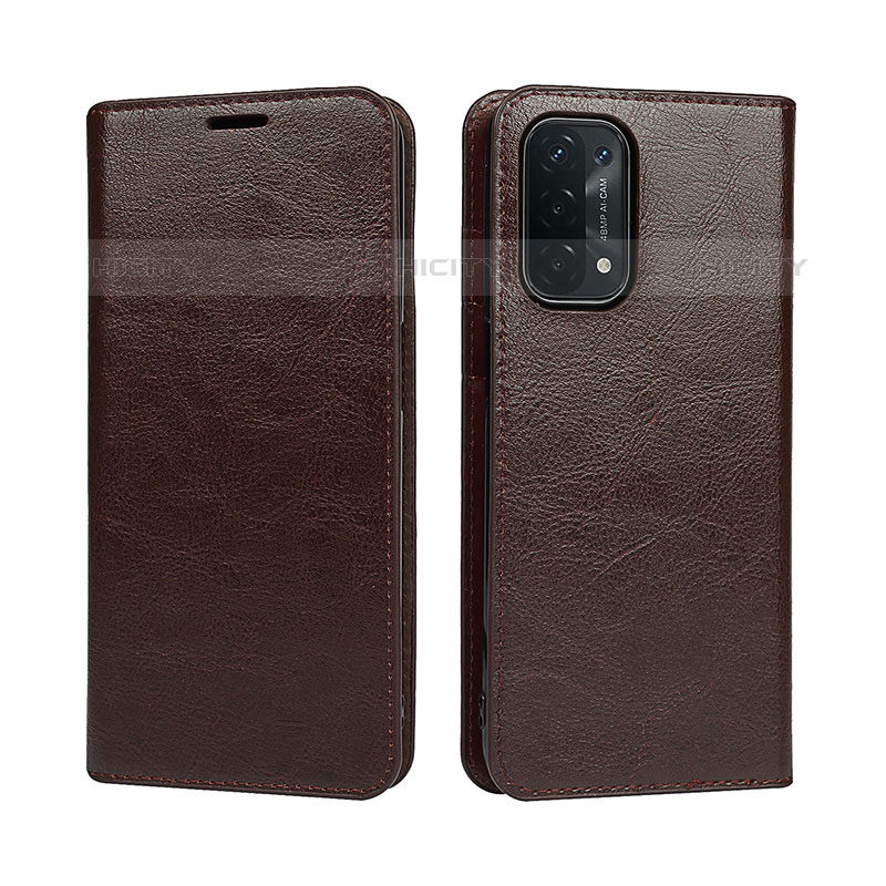 Coque Portefeuille Livre Cuir Etui Clapet D07T pour OnePlus Nord N200 5G Marron Plus