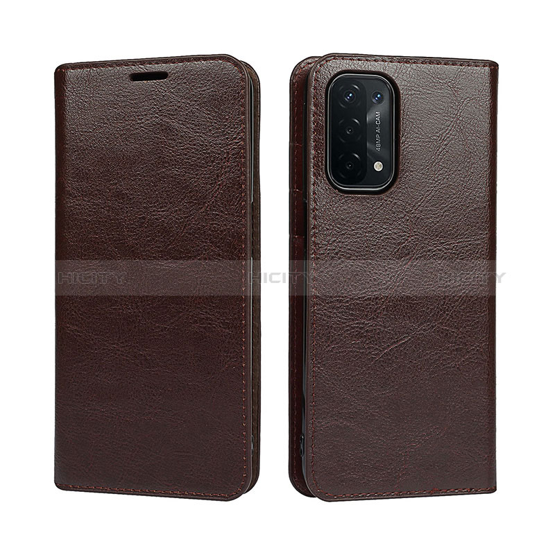 Coque Portefeuille Livre Cuir Etui Clapet D07T pour Oppo A74 5G Marron Plus