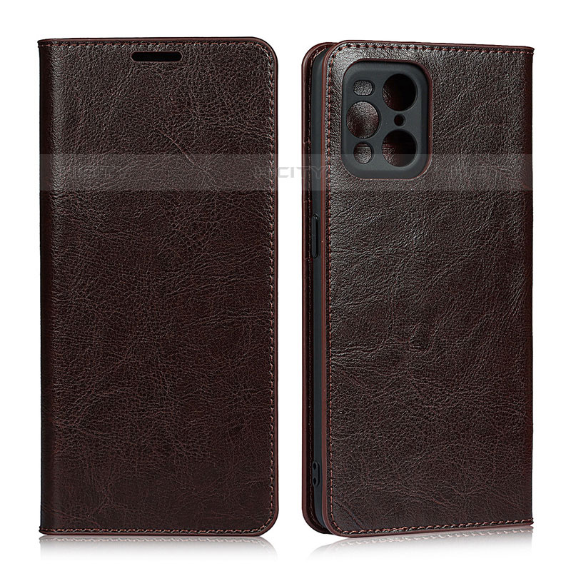 Coque Portefeuille Livre Cuir Etui Clapet D07T pour Oppo Find X3 Pro 5G Marron Plus