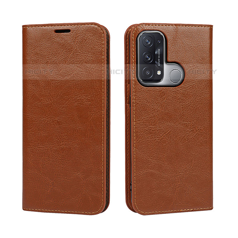 Coque Portefeuille Livre Cuir Etui Clapet D07T pour Oppo Reno5 A Brun Clair Plus