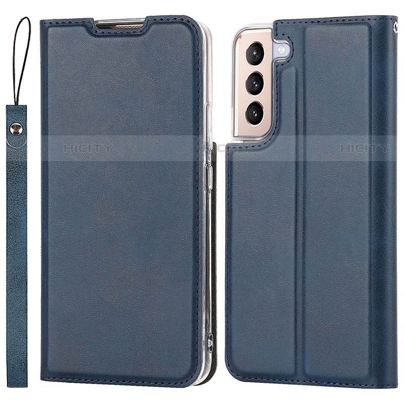 Coque Portefeuille Livre Cuir Etui Clapet D07T pour Samsung Galaxy S21 Plus 5G Bleu Plus