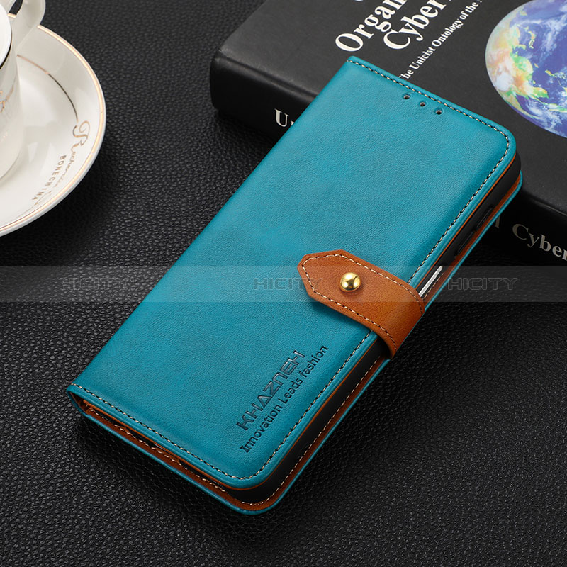 Coque Portefeuille Livre Cuir Etui Clapet D07Y pour Google Pixel 8a 5G Cyan Plus