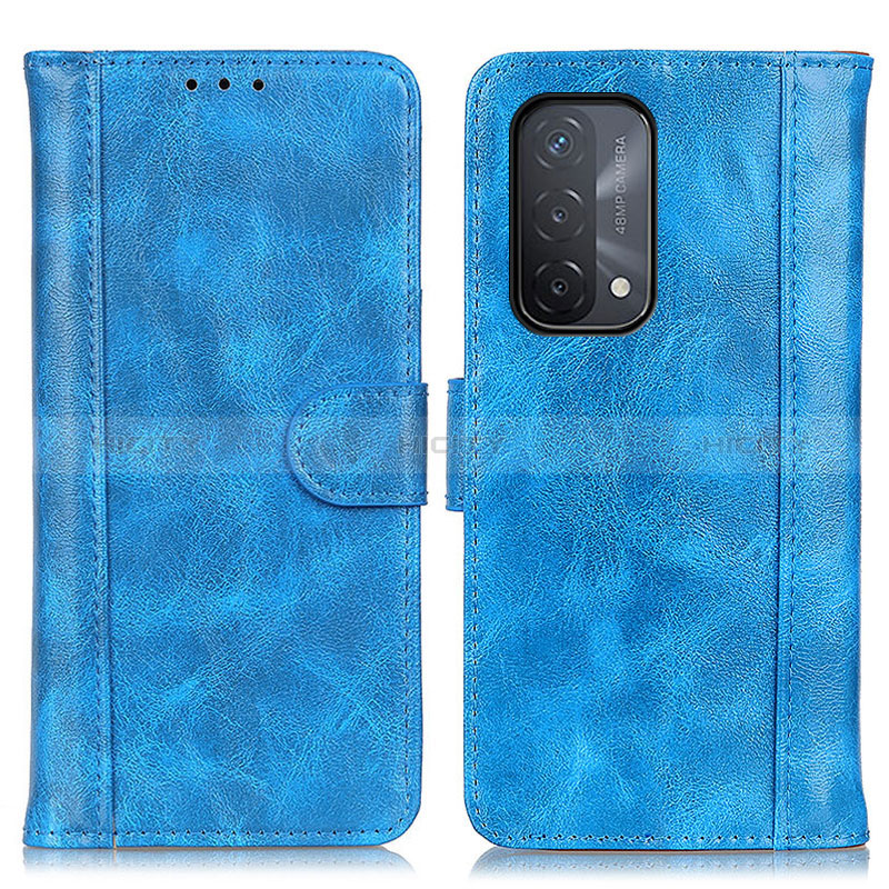 Coque Portefeuille Livre Cuir Etui Clapet D07Y pour Oppo A54 5G Bleu Ciel Plus