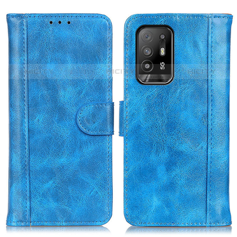 Coque Portefeuille Livre Cuir Etui Clapet D07Y pour Oppo F19 Pro+ Plus 5G Bleu Ciel Plus