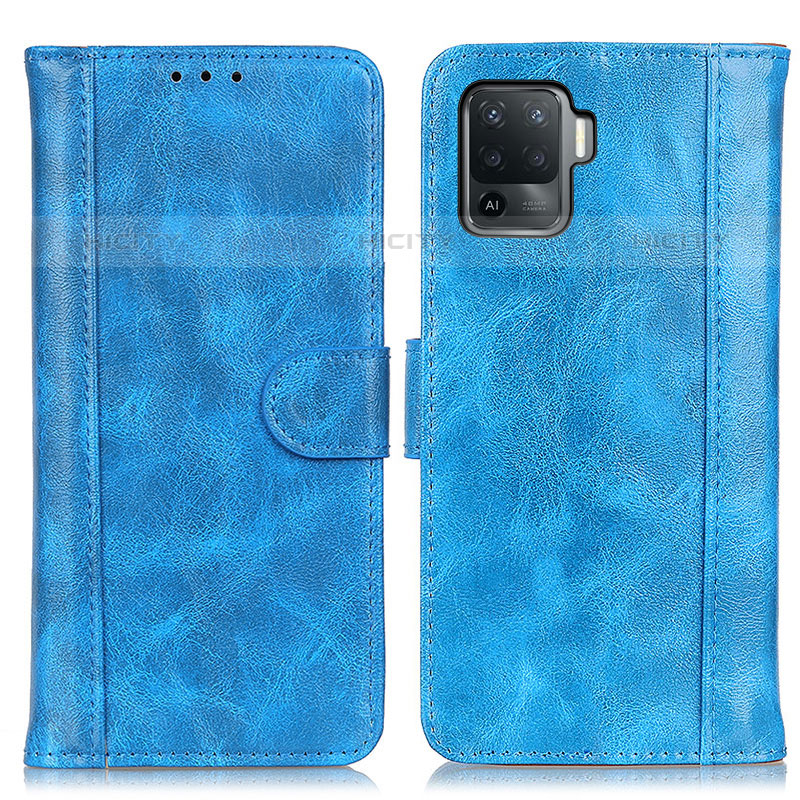 Coque Portefeuille Livre Cuir Etui Clapet D07Y pour Oppo Reno5 Lite Bleu Ciel Plus