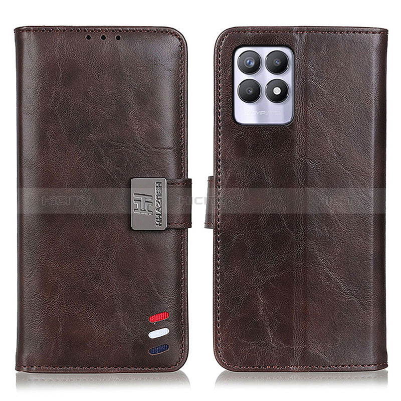 Coque Portefeuille Livre Cuir Etui Clapet D07Y pour Realme 8i Marron Plus