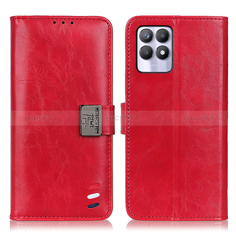 Coque Portefeuille Livre Cuir Etui Clapet D07Y pour Realme Narzo 50 4G Rouge Plus