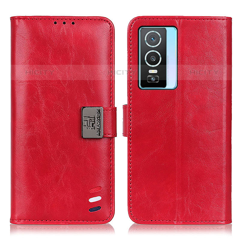 Coque Portefeuille Livre Cuir Etui Clapet D07Y pour Vivo Y74s 5G Rouge Plus