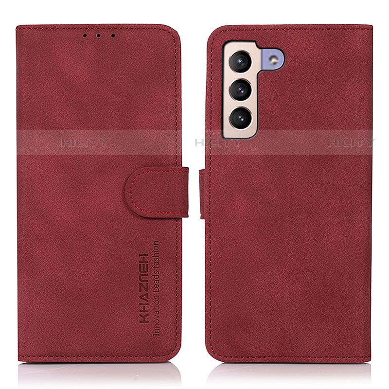 Coque Portefeuille Livre Cuir Etui Clapet D08Y pour Samsung Galaxy S21 5G Rouge Plus