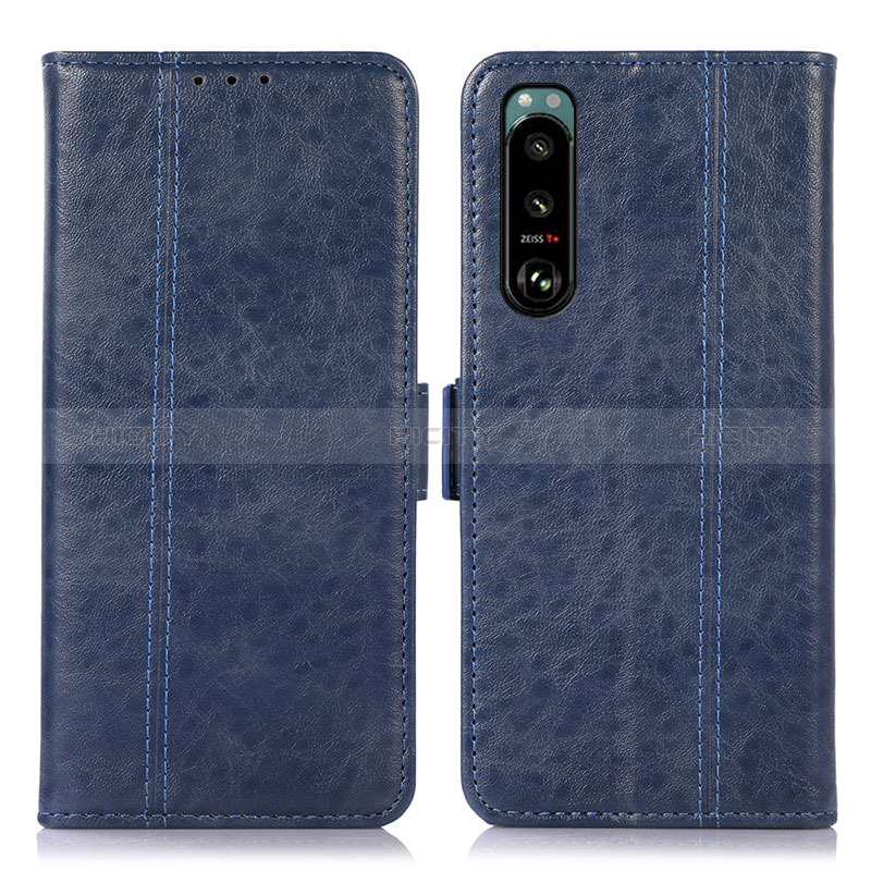 Coque Portefeuille Livre Cuir Etui Clapet D08Y pour Sony Xperia 5 III Bleu Plus