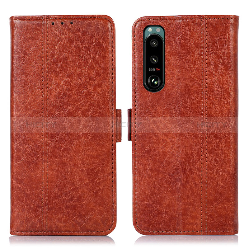 Coque Portefeuille Livre Cuir Etui Clapet D08Y pour Sony Xperia 5 III Marron Plus