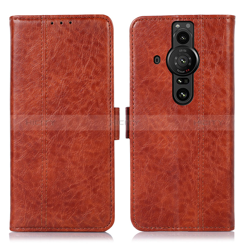 Coque Portefeuille Livre Cuir Etui Clapet D08Y pour Sony Xperia PRO-I Marron Plus