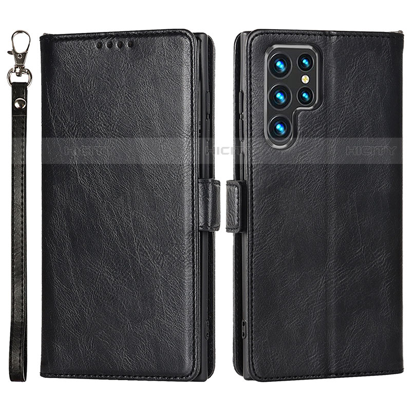 Coque Portefeuille Livre Cuir Etui Clapet D09T pour Samsung Galaxy S21 Ultra 5G Noir Plus