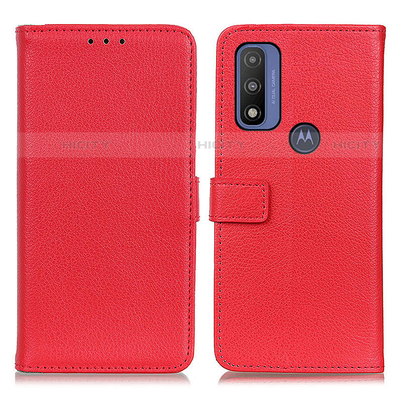 Coque Portefeuille Livre Cuir Etui Clapet D09Y pour Motorola Moto G Pure Rouge Plus