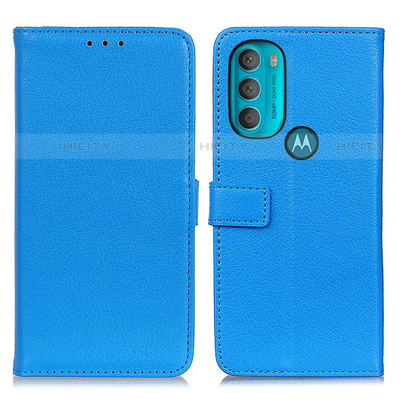 Coque Portefeuille Livre Cuir Etui Clapet D09Y pour Motorola Moto G71 5G Bleu Ciel Plus