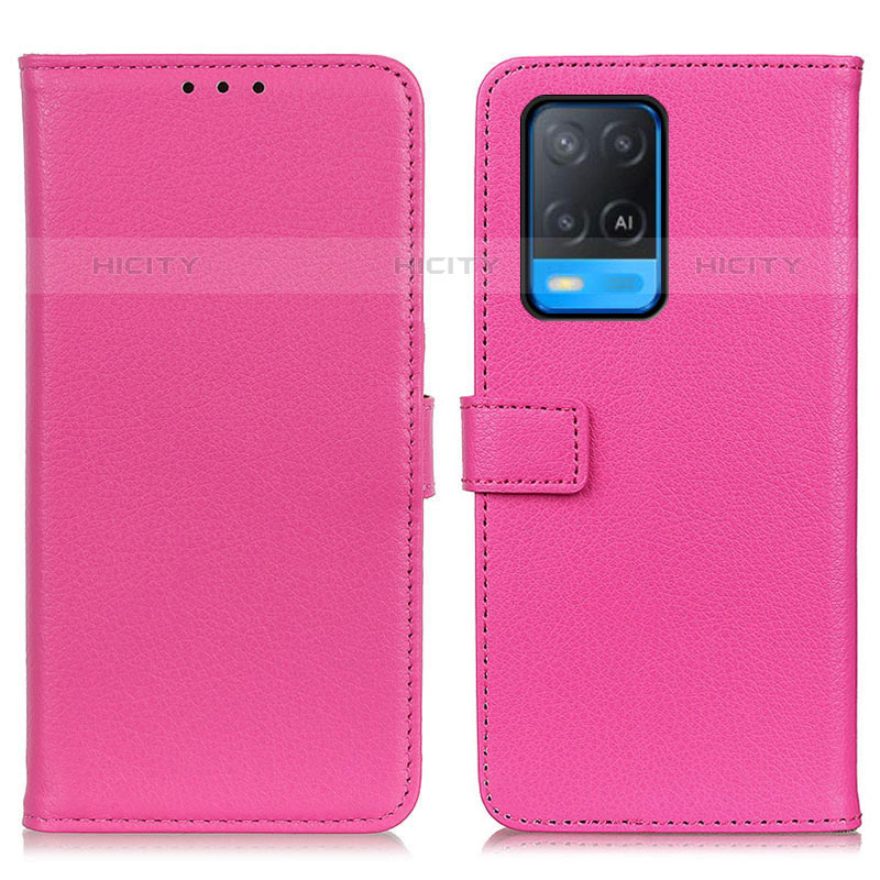 Coque Portefeuille Livre Cuir Etui Clapet D09Y pour Oppo A54 4G Rose Rouge Plus