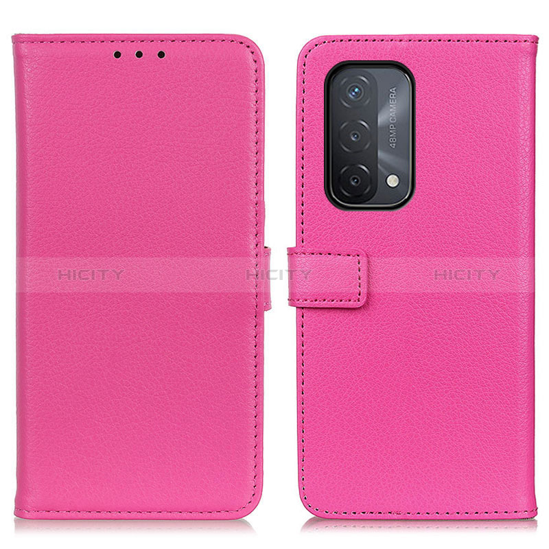 Coque Portefeuille Livre Cuir Etui Clapet D09Y pour Oppo A54 5G Rose Rouge Plus