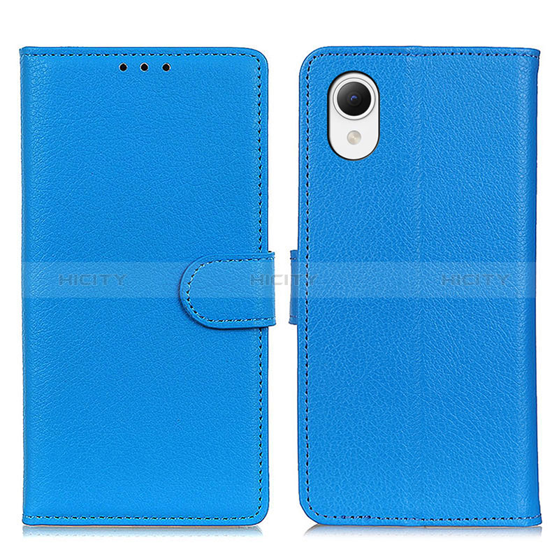 Coque Portefeuille Livre Cuir Etui Clapet D09Y pour Samsung Galaxy A23e 5G Bleu Ciel Plus