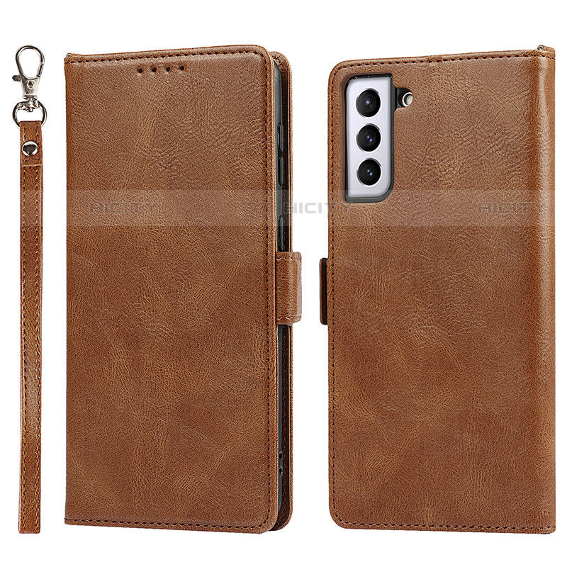 Coque Portefeuille Livre Cuir Etui Clapet D10T pour Samsung Galaxy S21 Plus 5G Marron Plus