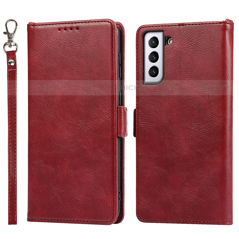 Coque Portefeuille Livre Cuir Etui Clapet D10T pour Samsung Galaxy S21 Plus 5G Rouge Plus