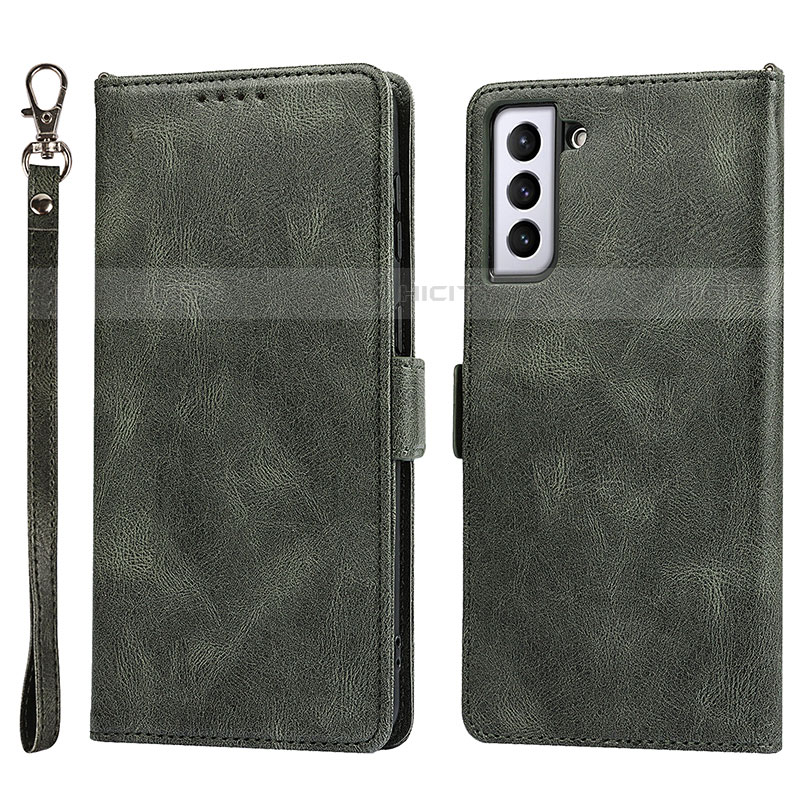 Coque Portefeuille Livre Cuir Etui Clapet D10T pour Samsung Galaxy S21 Plus 5G Vert Plus