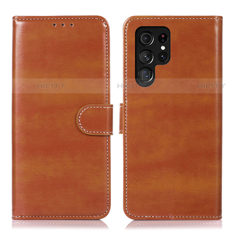 Coque Portefeuille Livre Cuir Etui Clapet D10Y pour Samsung Galaxy S21 Ultra 5G Marron Plus