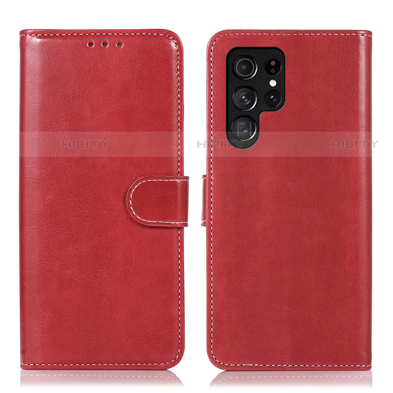 Coque Portefeuille Livre Cuir Etui Clapet D10Y pour Samsung Galaxy S22 Ultra 5G Rouge Plus